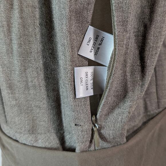 Morgane Le Fay Taupe Wool Silk Draped Maxi Dress Medium Minimalist Contemporary - Picture 5 of 9